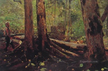  Hopper Lienzo - Leñador en los Adirondacks Realista pintor Winslow Homer